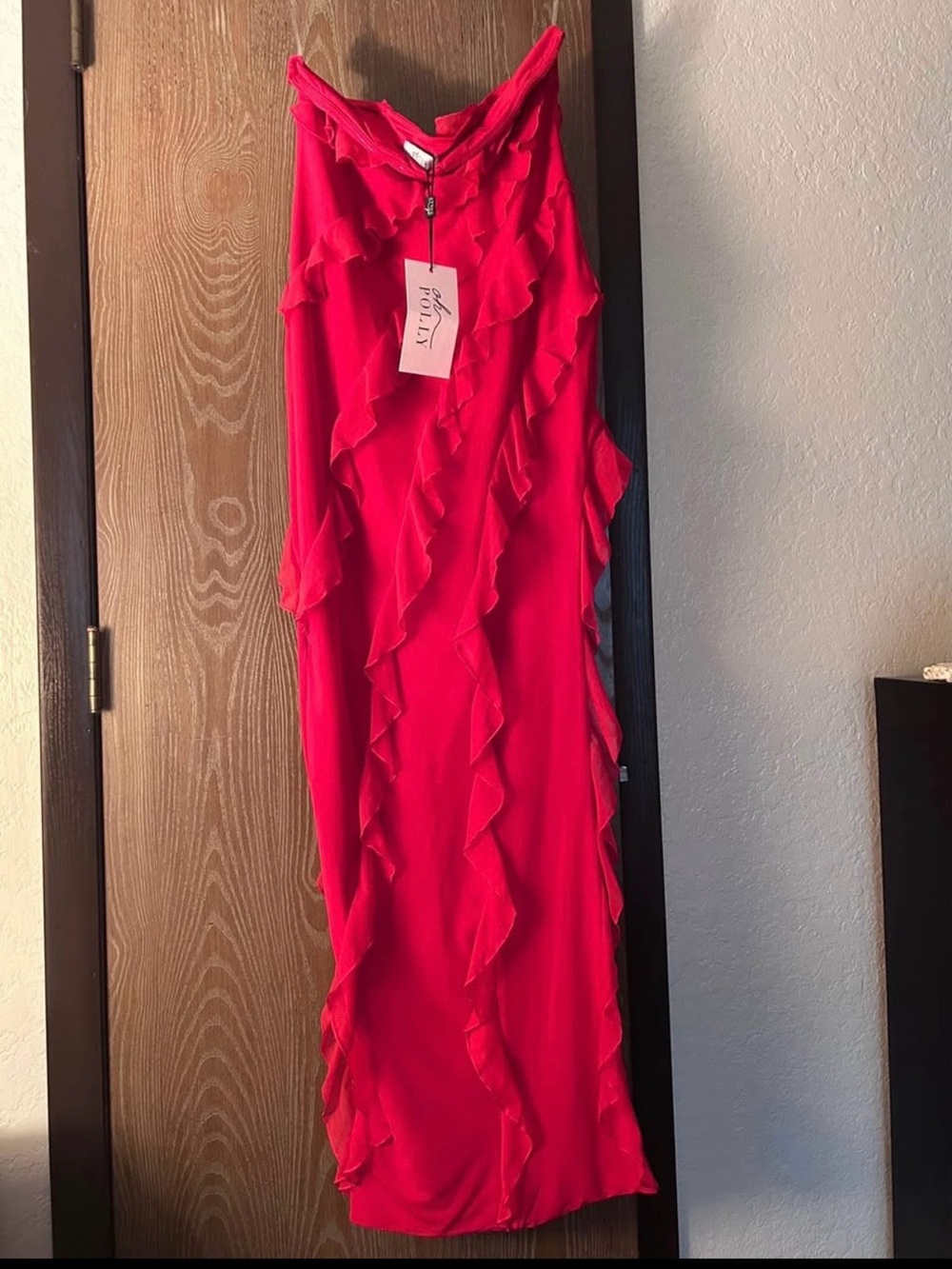 NWT Oh Polly Red Maxi Ruffle Dress - Picture 3 of 3
